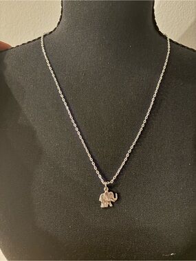 Elephant pendant - Sterling-Inspired with 22” chain